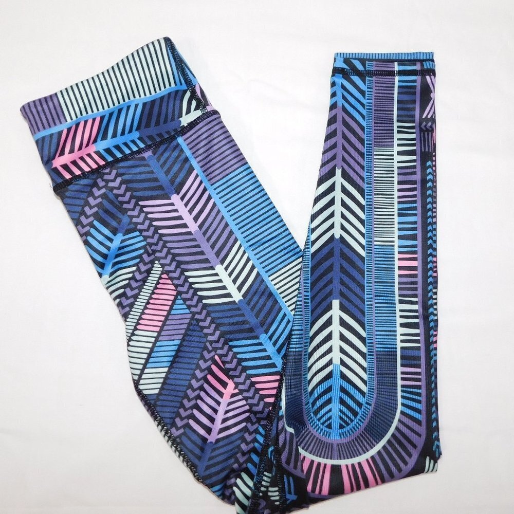 Lotus Leggings Purple Pink Blue Cropped Yoga Activewear Leggings Womens S